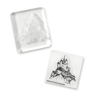 castle victorian hillside mountain stamp