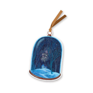 winter cloche globe snow woods house fireworks bookmark