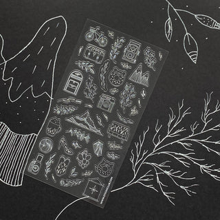 white outline icon nature sticker sheet