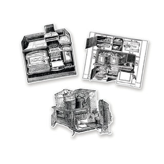 cooking vintage victorian black and white stove pot oven sticker decal