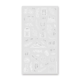 white outline icon nature sticker sheet